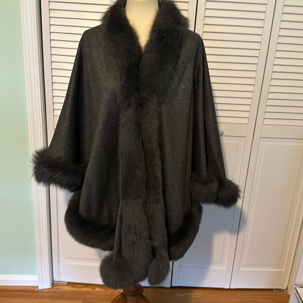 Gorski Wool and Fur Capelet.